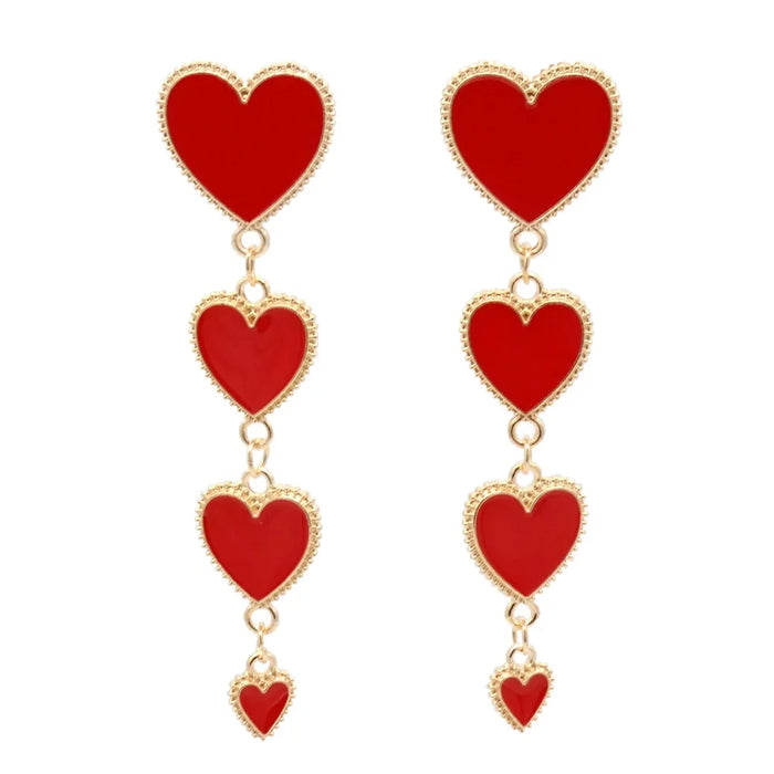 Wholesale Exaggerated fashion heart tassel earrings with oil droplets, cute heart-shaped earrings, earrings, pendants