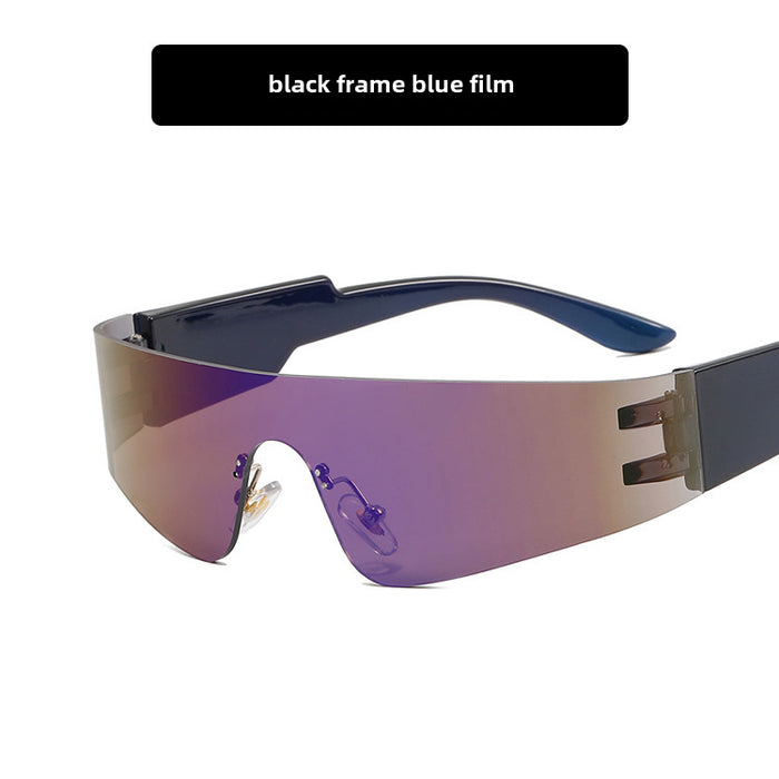 Wholesale Frameless sunglasses, punk sports sunglasses, one-piece fashion sunglasses
