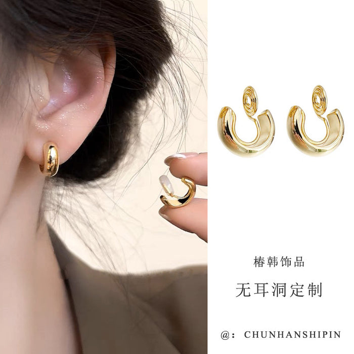 Wholesale Metal painless ear clip, high-end feeling, light luxury ear accessories, women's fashion, versatile ear rings, no ear holes
