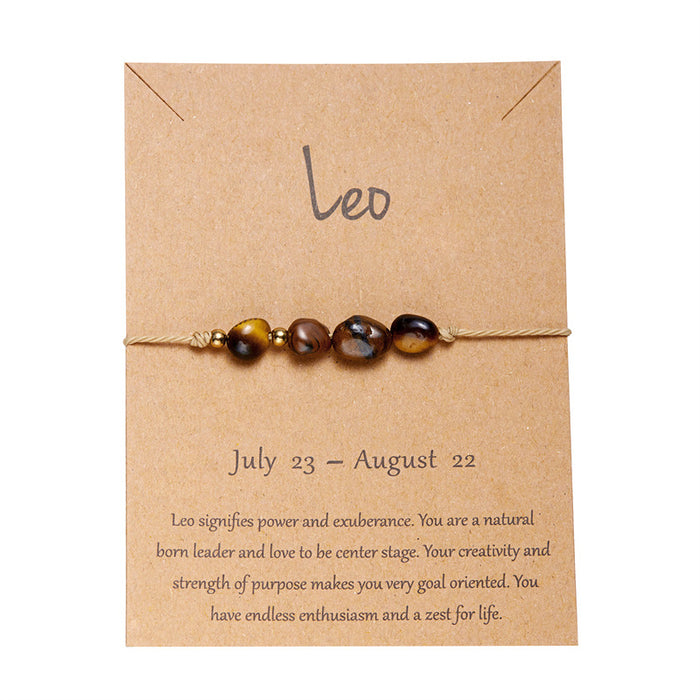 Wholesale 12 constellations natural stone hand-woven cardboard bracelet original stone beads