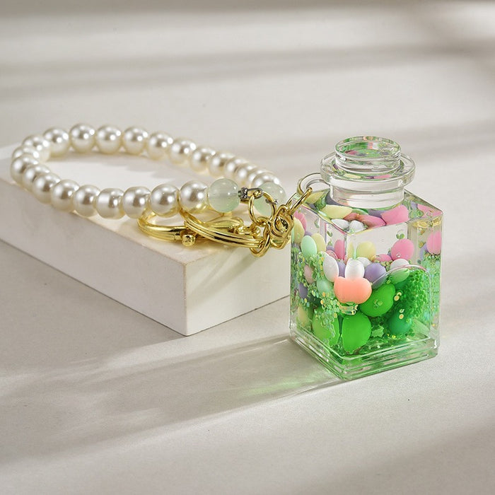 Wholesale Acrylic Bead-Filled Oil Bottle Pendant Keychain