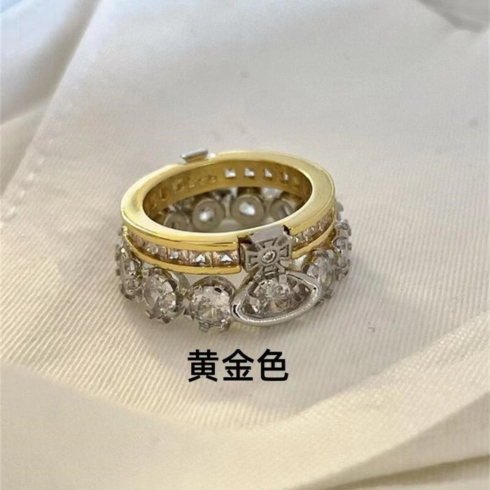 Wholesale Double-layer Flash Diamond Saturn Rings