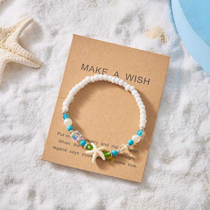 Wholesale Bohemian Sea Star Shell Beaded Bracelet Summer Beach Vacation Jewelry Accessory