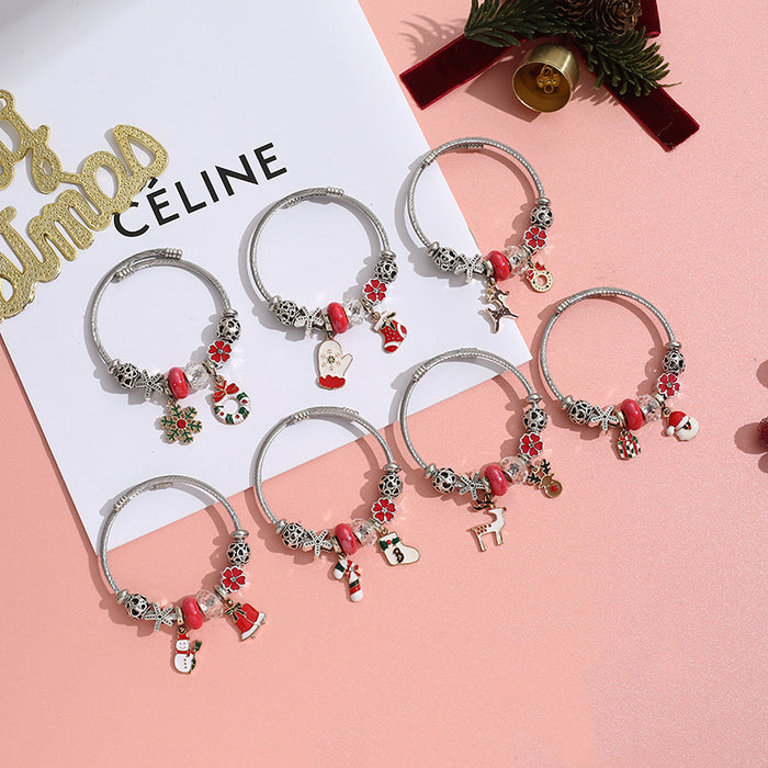Wholesale Stainless Steel Christmas Beaded Bracelet MOQ≥2