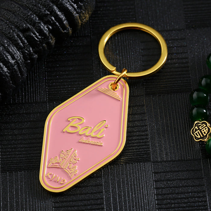 Wholesale Customized metal keychain, personalized and portable diamond shaped key pendant. Customized metal keychain