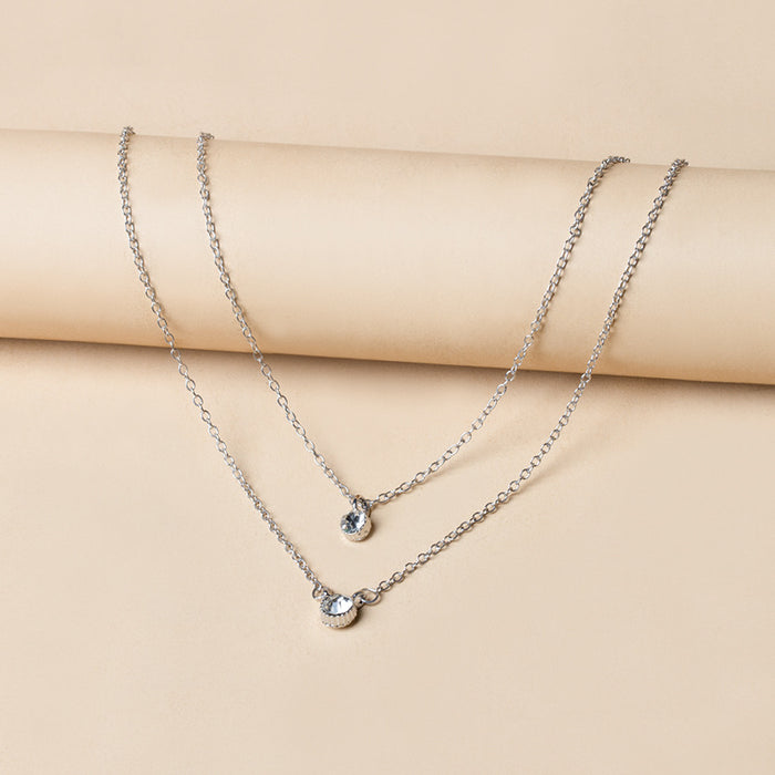 Wholesale New necklace creative simple small round diamond circle double-layer necklace