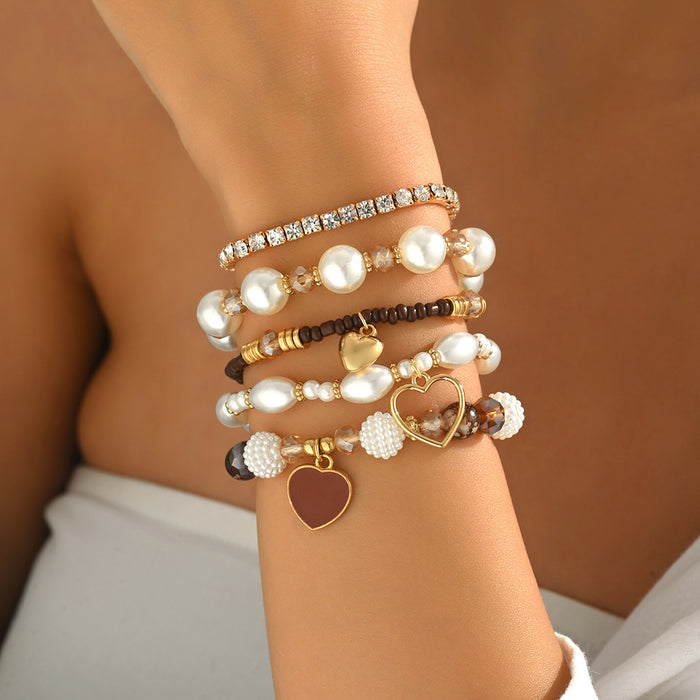 Wholesale Layered Turquoise Leaf Bracelet Set 4-Piece Fashion Jewelry Accessory MOQ≥2