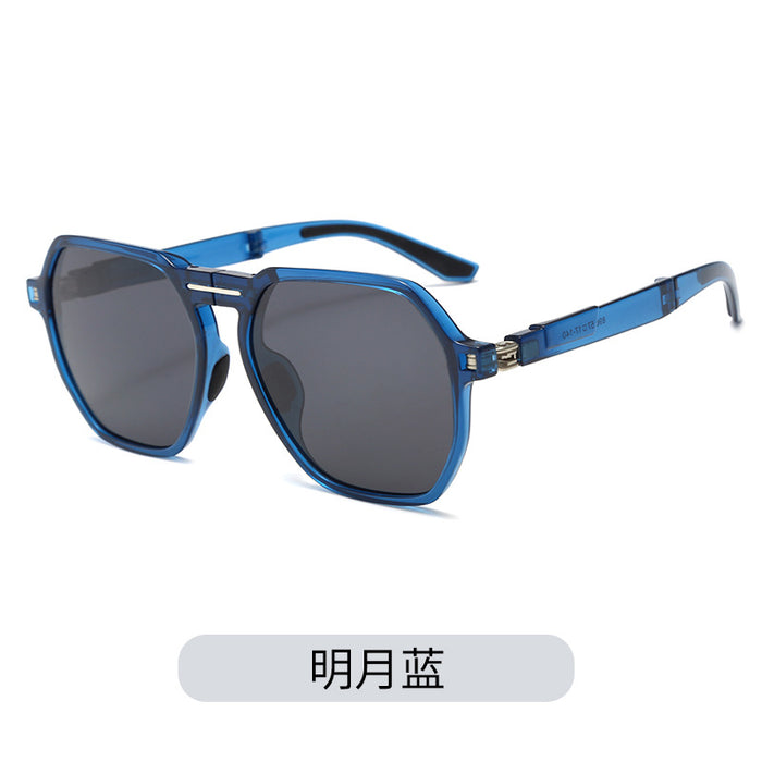 Wholesale Folding sunshade double beam sunglasses, internet famous retro trend anti UV large frame personalized street photography folding sunglasses