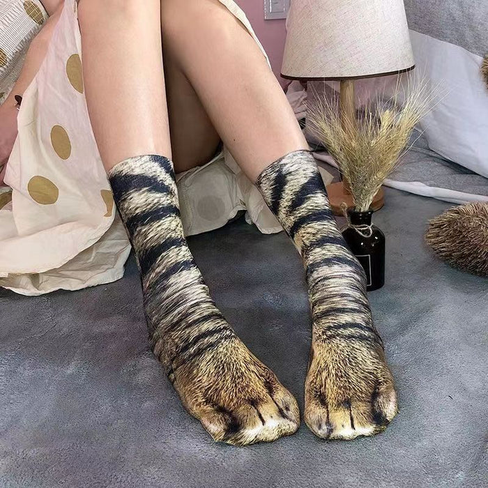 Wholesale Cotton 3D Animal Foot Printing Socks JDC-SK-Xiny004