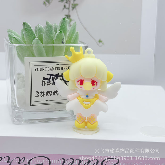 Wholesale 8pcs Cartoon Soft Rubber Bubble Blowing Girl Keychain