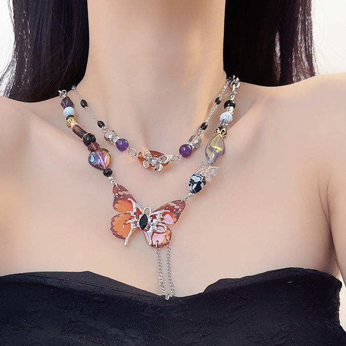 Wholesale Purple Butterfly Alloy Collar JDC-NE-HanD007