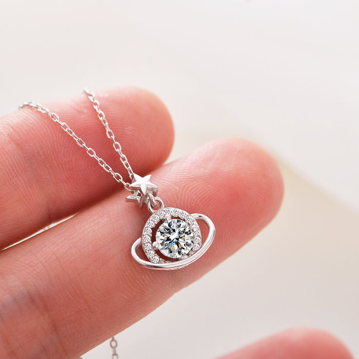 Wholesale New zircon planet necklace with high-end feel, light luxury, versatile pendant, niche design accessories, collarbone chain