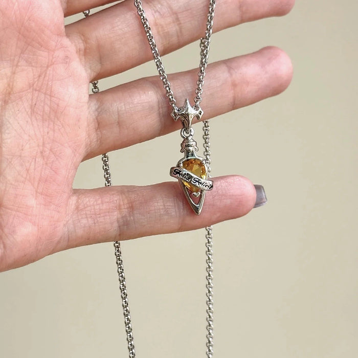 Wholesale Necklace imitation topaz pendant fashion collarbone chain