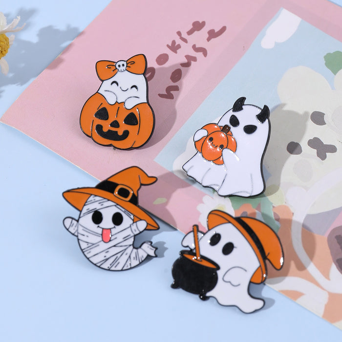 Wholesale  cartoon brooch metal decorative badge cute pumpkin ghost alloy brooch bag accessories