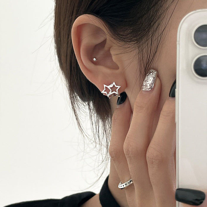 Wholesale Star Ear Buckle Earrings Niche Design Simple Hollow Star Earrings