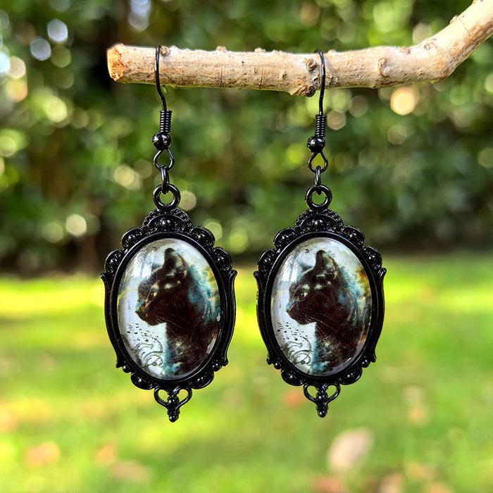 Wholesale  Black Crow Time Gemstone Pendant Earrings Gothic Dark Series Ear Jewelry