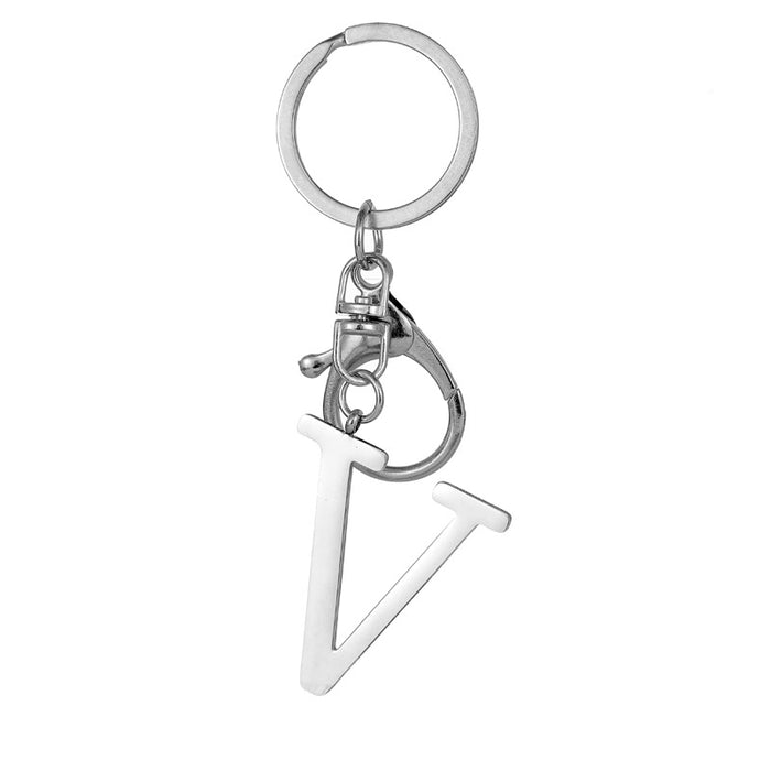 Wholesale Stainless Steel  Letter Key Chain Titanium Steel Keychain Initial Letter Modern Simple Backpack Pendant