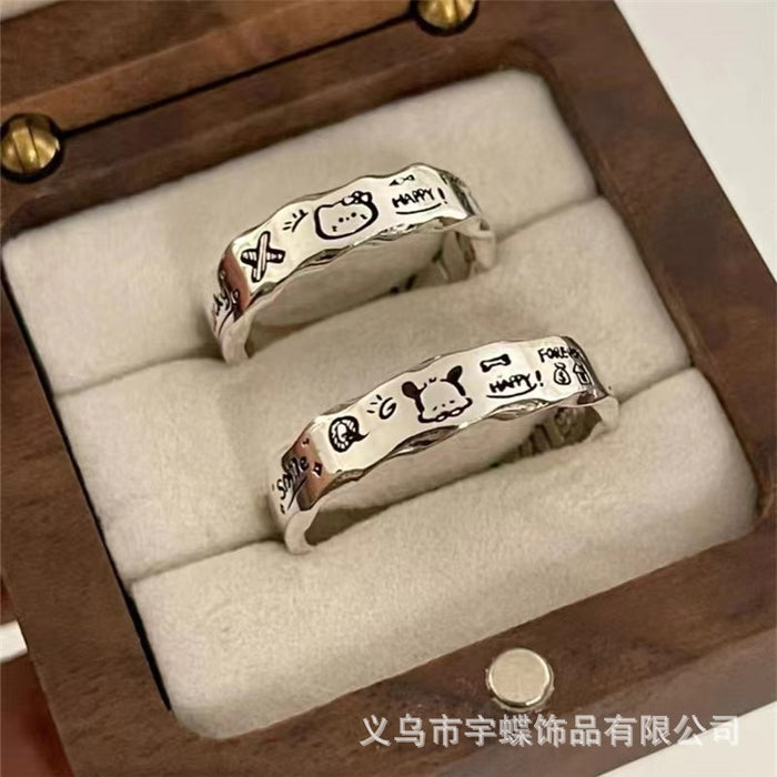 Wholesale New original design ring cartoon couple pairing ring cute letter opening adjustable ring