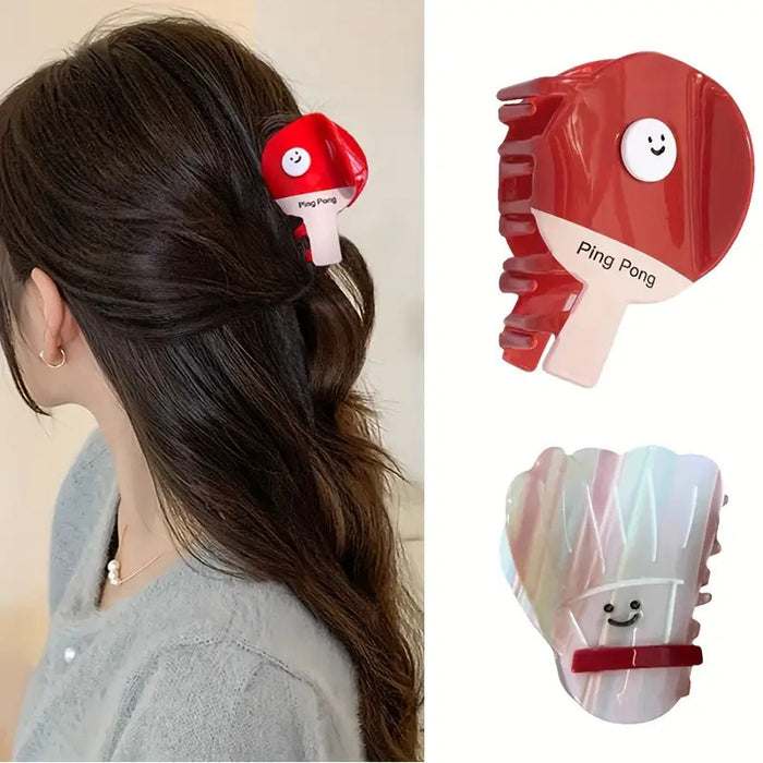 Wholesale Sports style table tennis racket shark clip grab clip cartoon ponytail clip girl hairpin