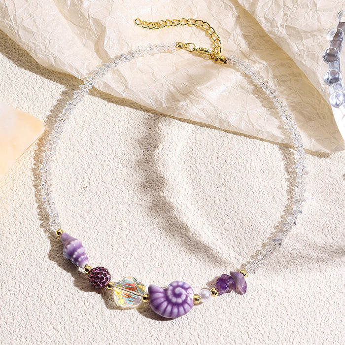 Wholesale Rice bead necklace, seashell, starfish, ceramic pendant, crystal necklace