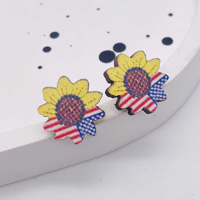 Wholesale United States Independence Day wooden star earrings JDC-ES-Susheng011