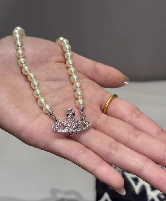 Wholesale  Saturn Necklace  Bead Clavicle Chain pearl necklace