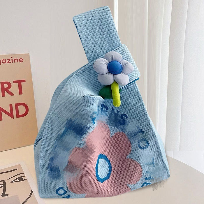 Wholesale New niche designer's flower themed knitted bag, handbag, handbag, and gift bag