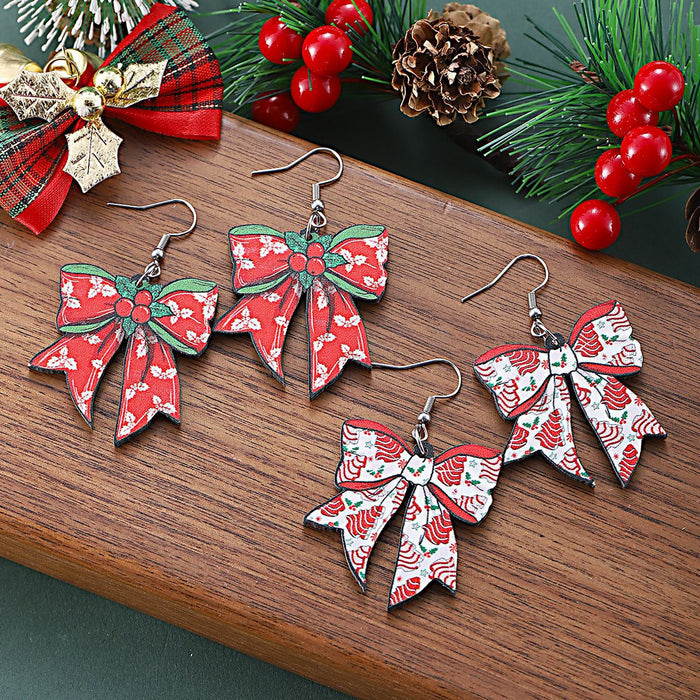 Wholesale Christmas gingerbread man Christmas tree bow pendant earrings