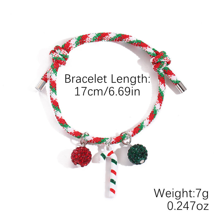 Wholesale Christmas Hand Jewelry Acrylic Pendant Christmas Braided Bracelet Snowflake Snowman Christmas Bracelet