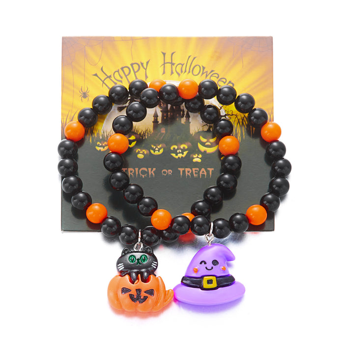 Wholesale  Pumpkin Cat Couple Bracelet Versatile Ghost Bat Explosion Crystal Bracelet