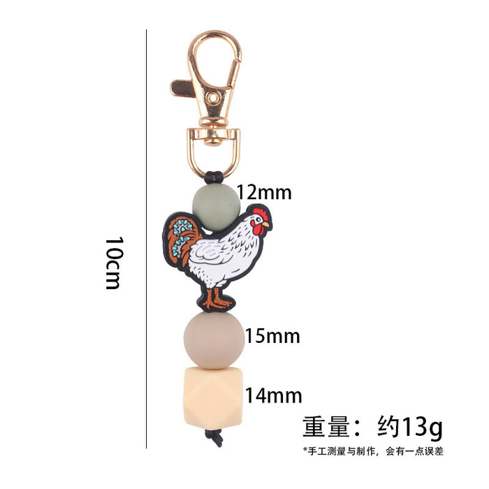 Wholesale Creative Cartoon Pendant  Silicone Beaded Keychain