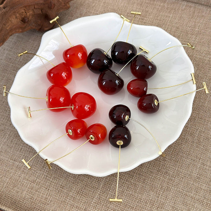 Wholesale Resin Cherry Earrings - Trendy Fruit Design Fashion Accessory