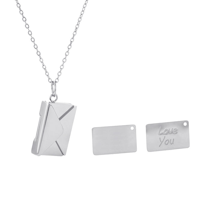 Wholesale Creative personality, foldable envelope pendant, titanium steel jewelry, vacuum plated necklace