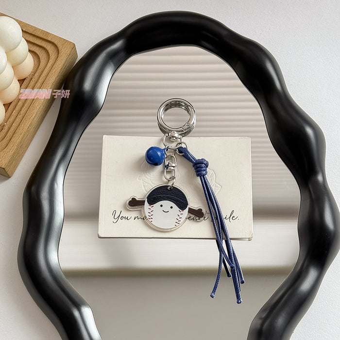 Wholesale cartoon humanoid table tennis badminton football key chain schoolbag key chain