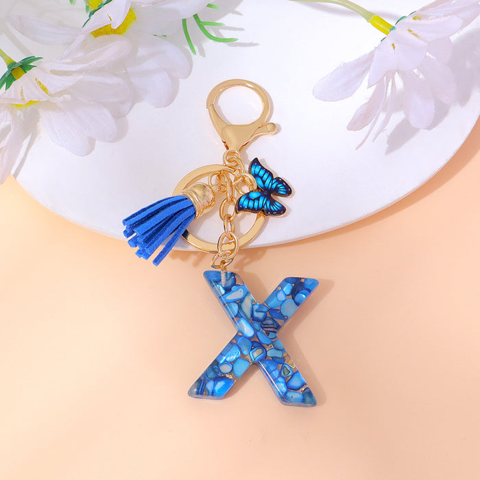 Wholesale Letter Keychain Tassel Butterfly Girl Bag Pendant