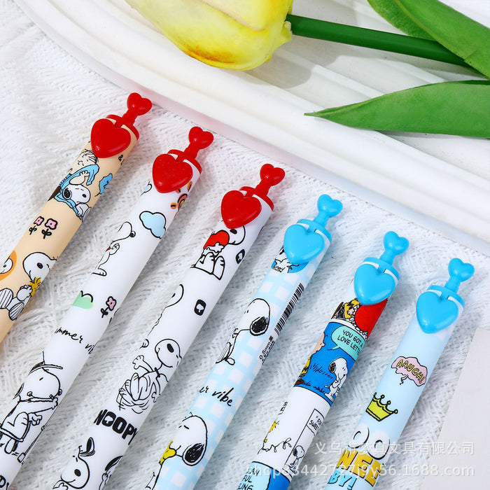 Wholesale 6pcs/box Cute cartoon brush pen student cartoon neutral pen quick-drying black pen exam office