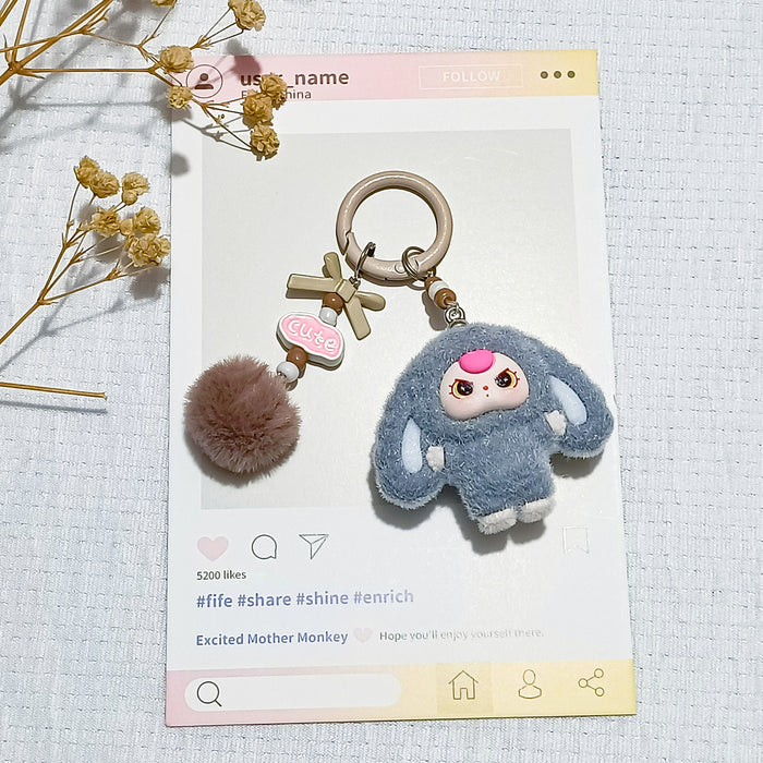 Wholesale Flocking jewelry accessories cartoon cute keychain bag pendant cute small pendant