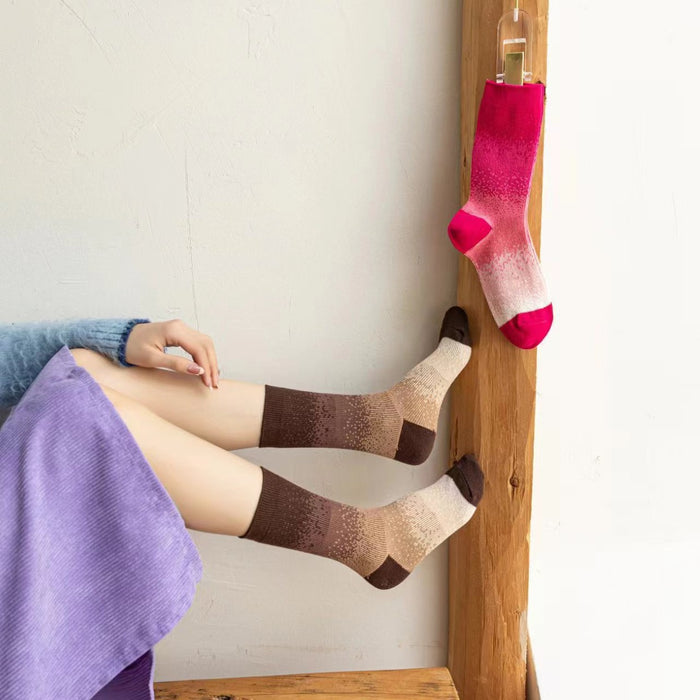 Wholesale Sock fashion designer tie dye gradient color personalized pure cotton mid tube socks