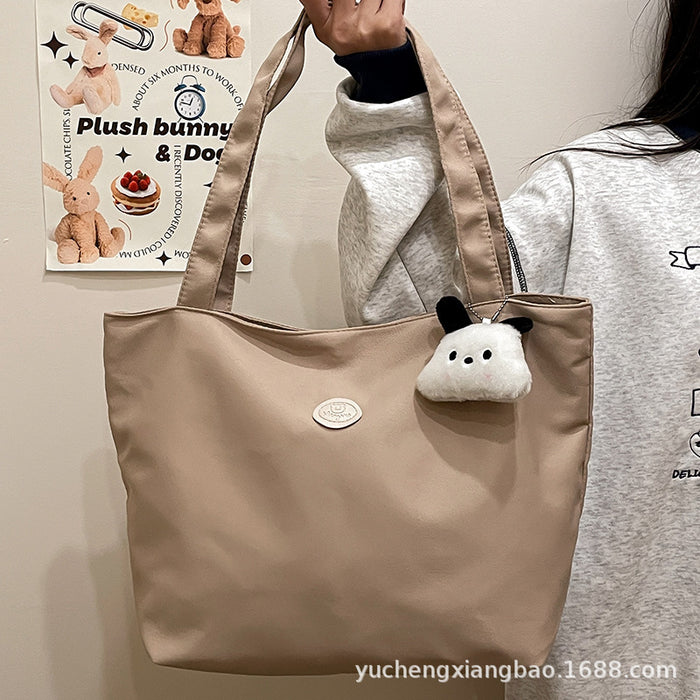 Wholesale Solid color casual versatile shoulder bag large capacity student handbag commuting to class tote bag