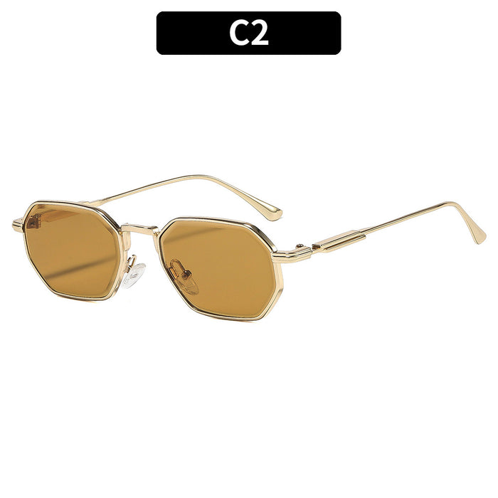 Wholesale Trendy Polygon Sunglasses Gold Frame Gray Lens UV400 for Women Outdoor Travel Fashion Accessory