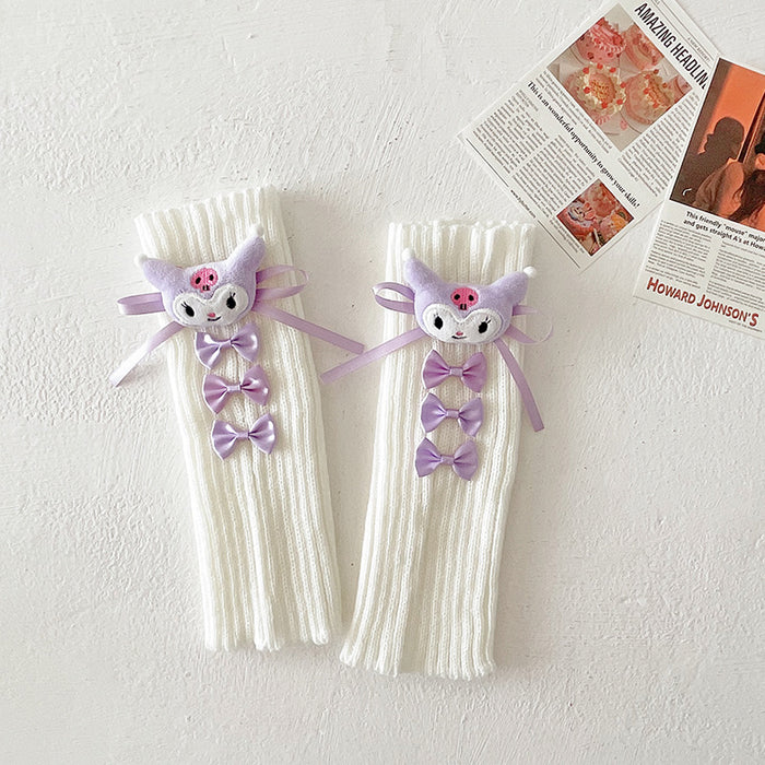Wholesale Bowknot leg warmers stacked socks autumn doll knitted calf warmers for women