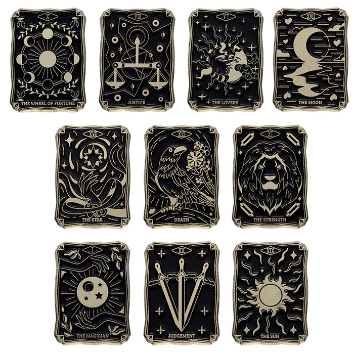 Wholesale Retro Creative Tarot Card Metal Brooch Cartoon Geometric Sun and Moon Emblem JDC-BC-BL005