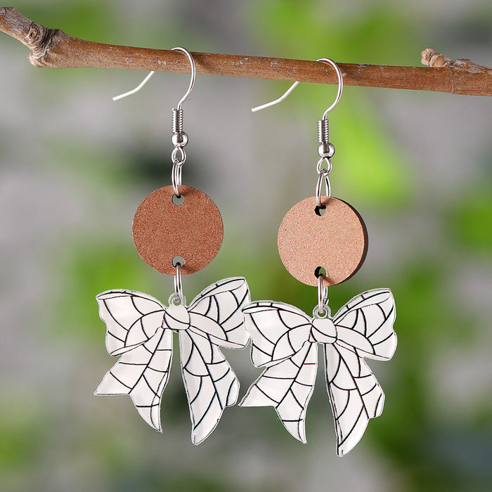 Wholesale New Ball Bow Disc Splicing Pendant Earrings, Acrylic Earrings for Watching Competitions, Gift