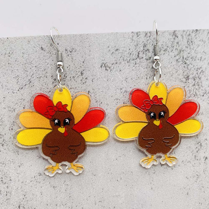 Wholesale Thanksgiving Turkey Acrylic Earrings JDC-ES-Chengy035