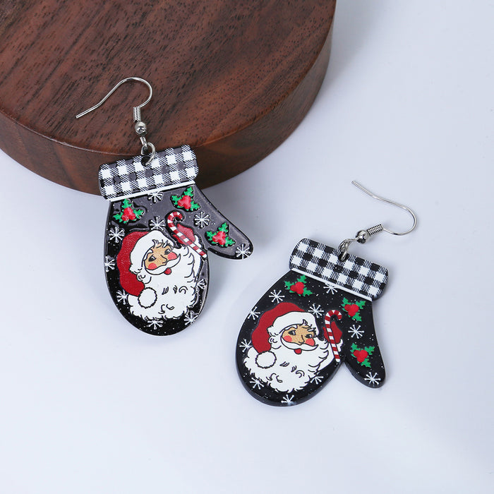 Wholesale  gloves snowman design acrylic earrings
