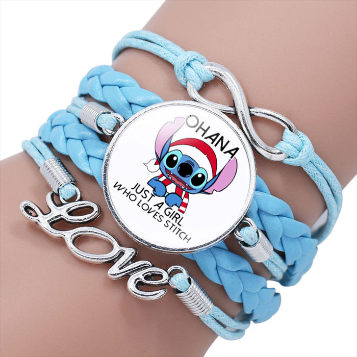 Wholesale Cartoon Braided Multi-layer Gemstone Cowhide Bracelet JDC-BT-NH021