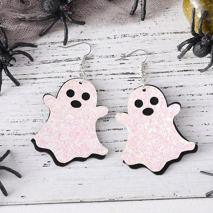 Wholesale  Cute Ghost Sequins Pendant Earrings Multi-layer Gothic Style Double-sided Ear Jewelry
