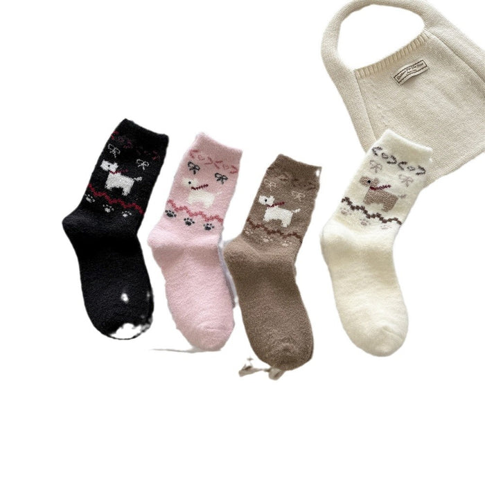 Wholesale Socks for children, thick and warm cartoon dog plush sleeping socks