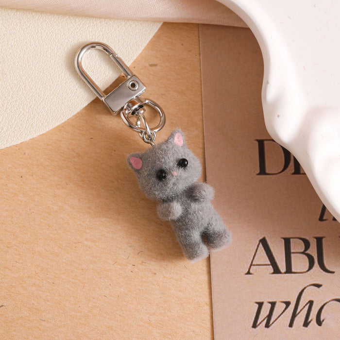 Wholesale Cute cartoon plush cat keychain pendant hanging decoration resin exquisite backpack bag car keychain