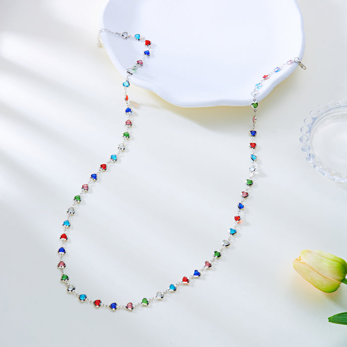 Wholesale Colorful Heart Necklaces, Hot Girls Stackable Versatile Trendy Necklaces